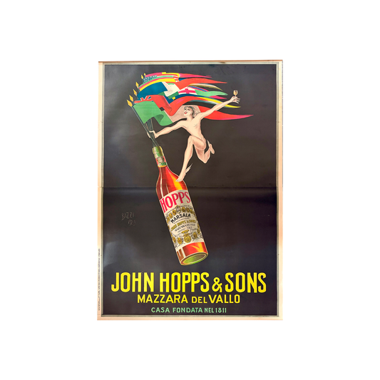 Manifesto pubblicitario originale - Vino Mazzara John Hopps and Sons