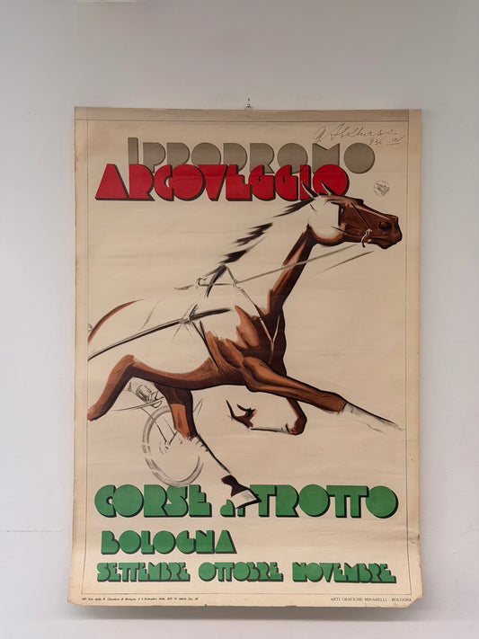 Manifesto pubblicitario originale - Ipodromo Arcoveggio Bologna