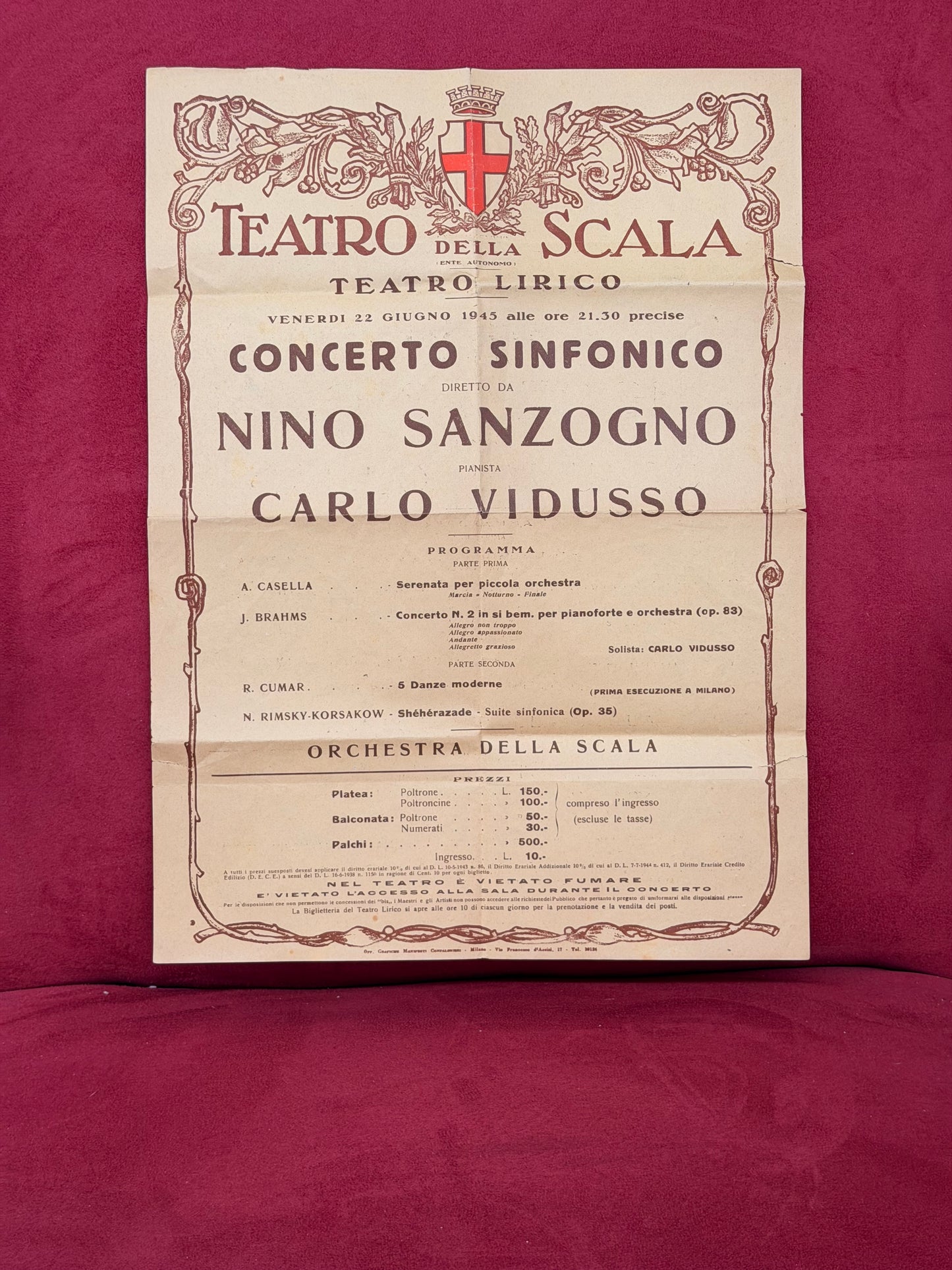 Locandina originale Teatro la Scala Milano