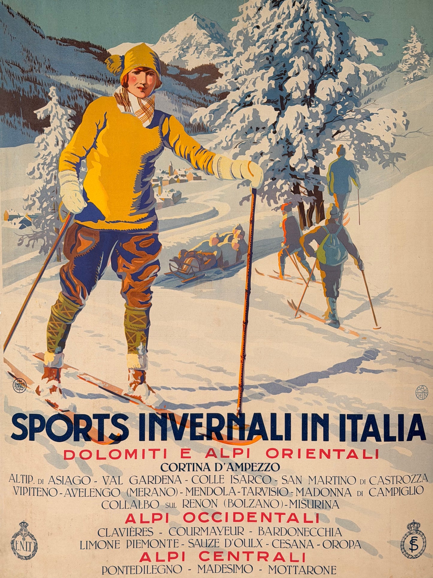 Manifesto pubblicitario originale - Sports Invernali in Italia