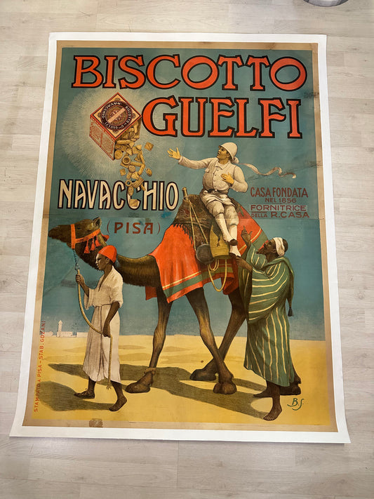 Manifesto pubblicitario originale - Biscotto Guelfi Pisa