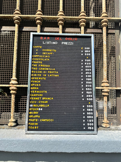 Listino prezzi - Bar Giglio
