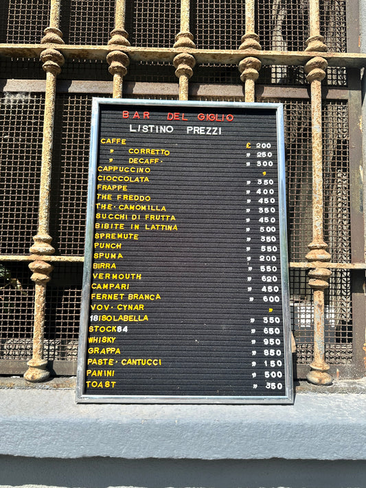 Listino prezzi - Bar Giglio