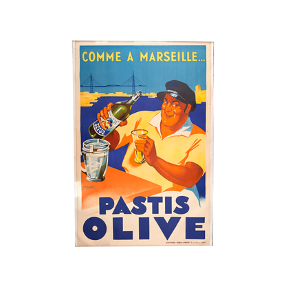 Manifesto pubblicitario originale - Pastis Olive