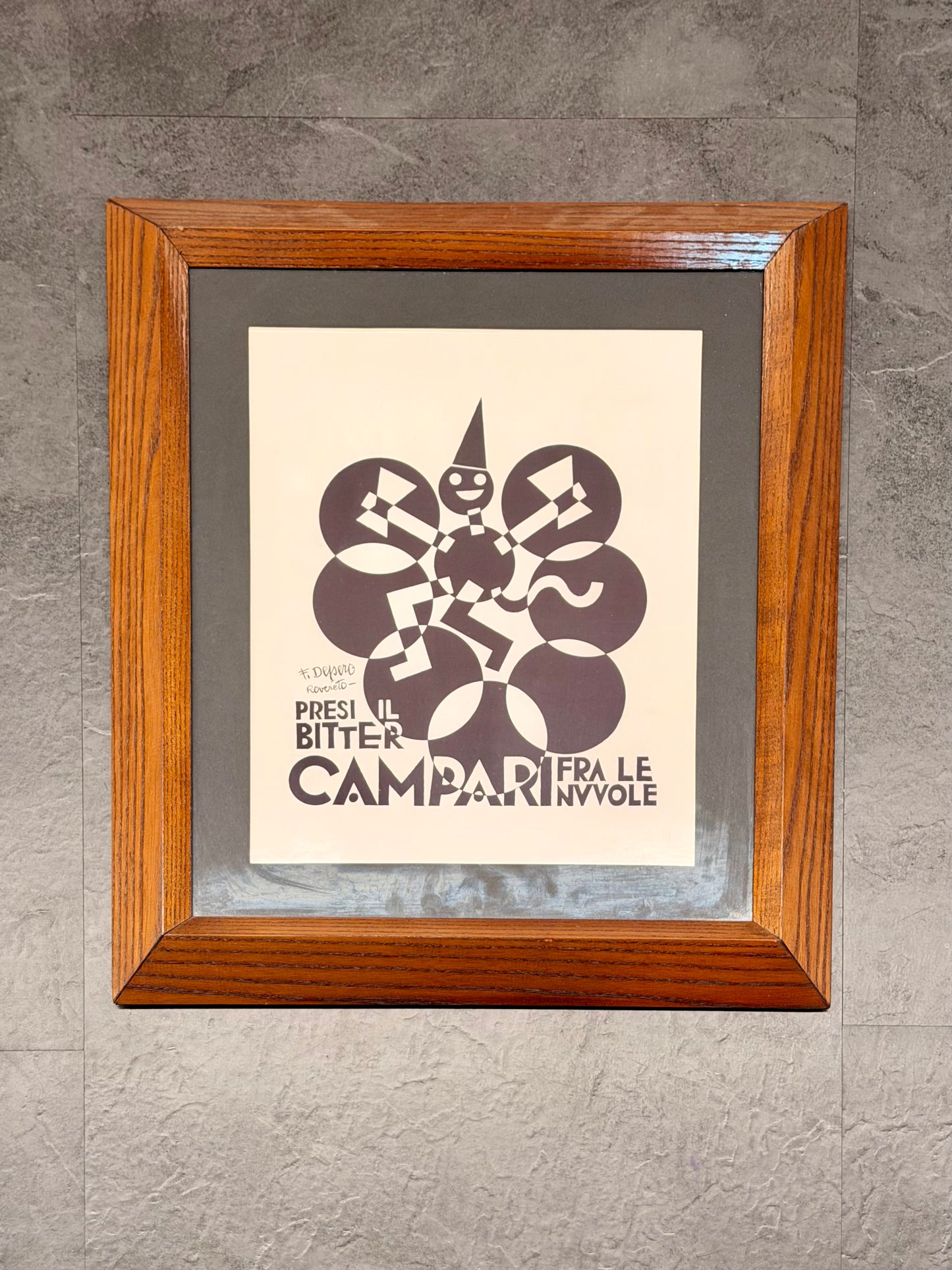 Manifesto originale in cornice - Bitter Campari - Fortunato Depero