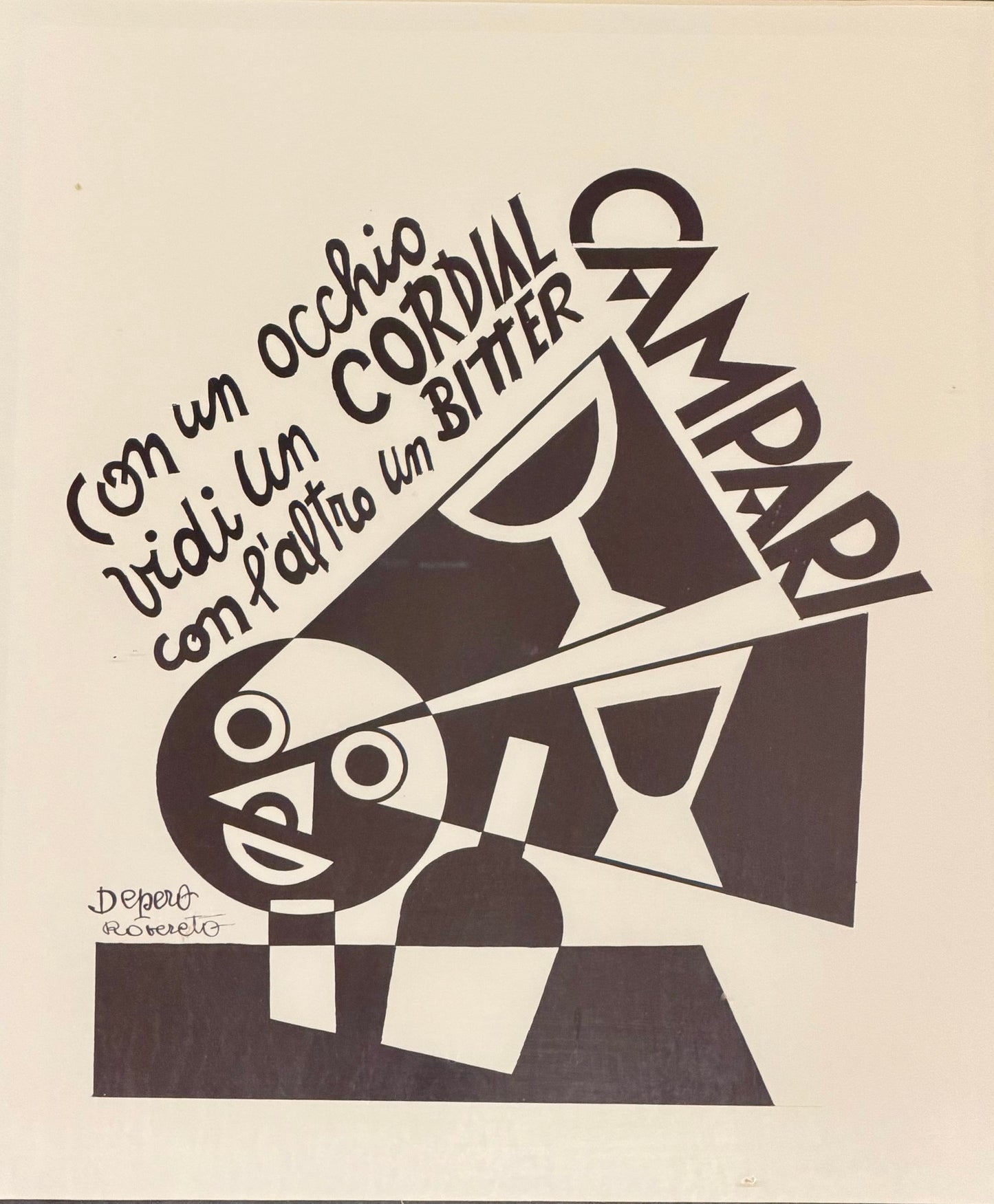 Manifesto originale in cornice - Bitter Campari - Fortunato Depero