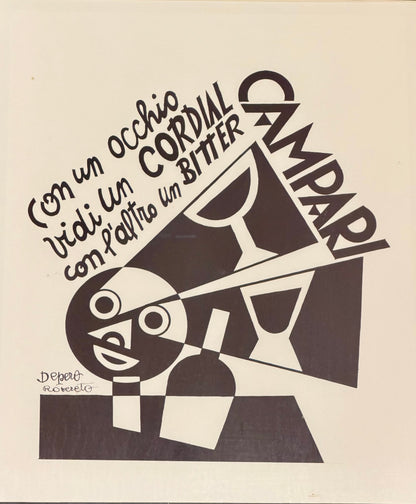 Manifesto originale in cornice - Bitter Campari - Fortunato Depero
