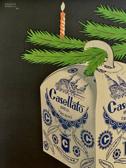Manifesto pubblicitario originale - Panettone Casellato Treviso