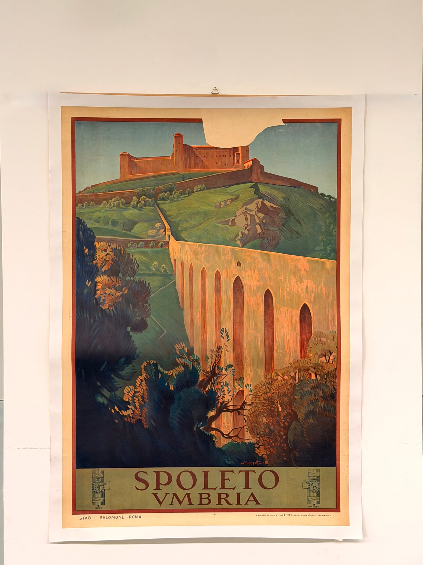 Manifesto pubblicitario originale - Spoleto Umbria ENIT