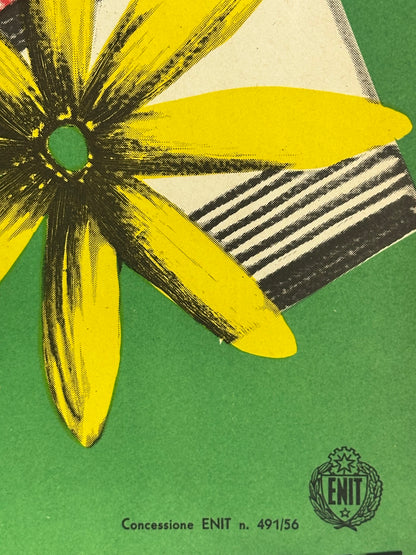 Manifesto pubblicitario originale -   ENIT Al campeggio Firenze