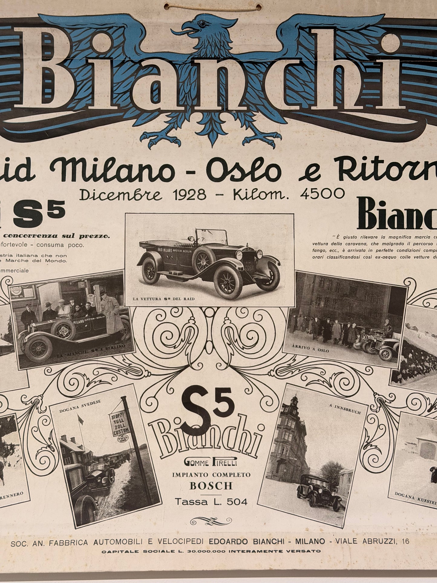 Manifesto pubblicitario originale - Bianchi Milano