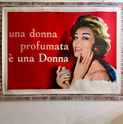 Manifesto pubblicitario originale - Una donna profumata è una Donna - Studio Cei