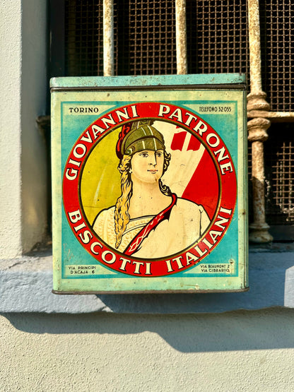 Latta pubblicitaria litografata Giovanni Patrone Biscotti Torino
