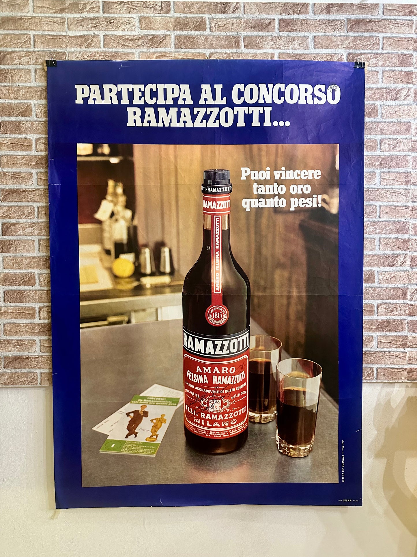 Manifesto originale pubblicitario - Ramazzotti Milano