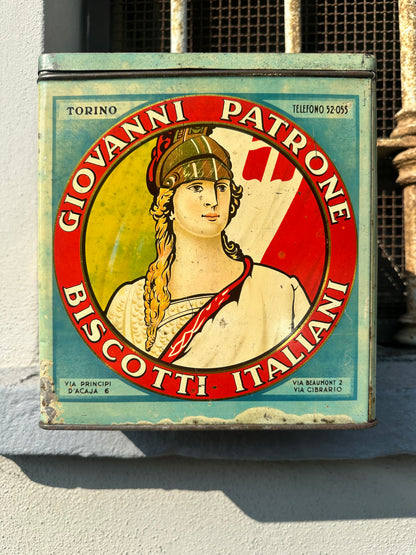 Latta pubblicitaria litografata Giovanni Patrone Biscotti Torino