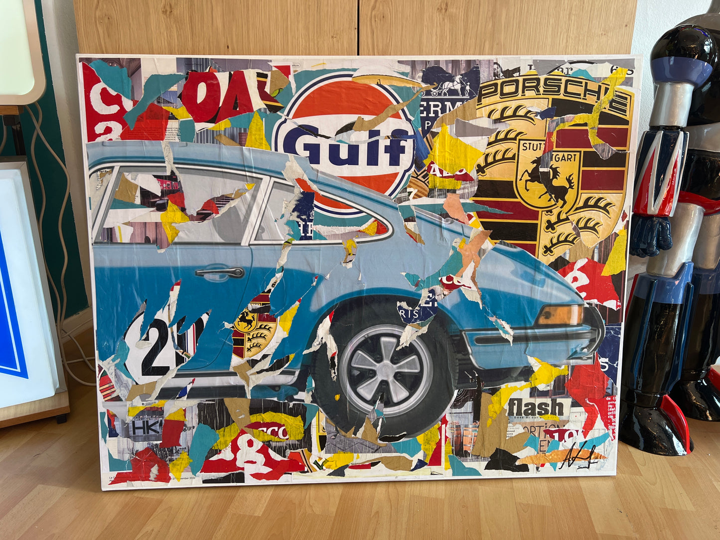 Porsche Gulf - Longo Antonio - dècollage su tela