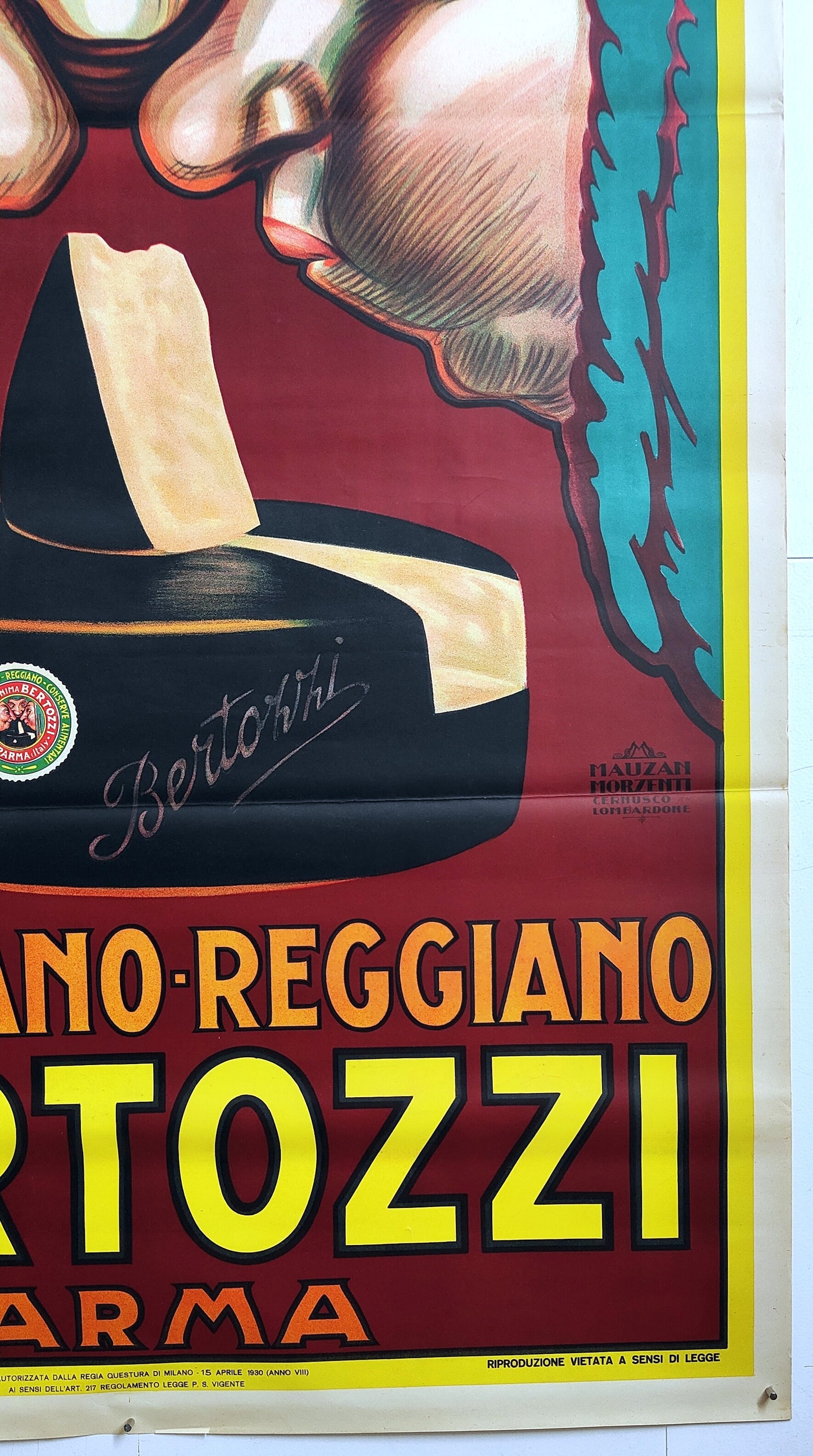 Manifesto originale pubblicitario - Bertozzi Parmigiano Reggiano - Parma