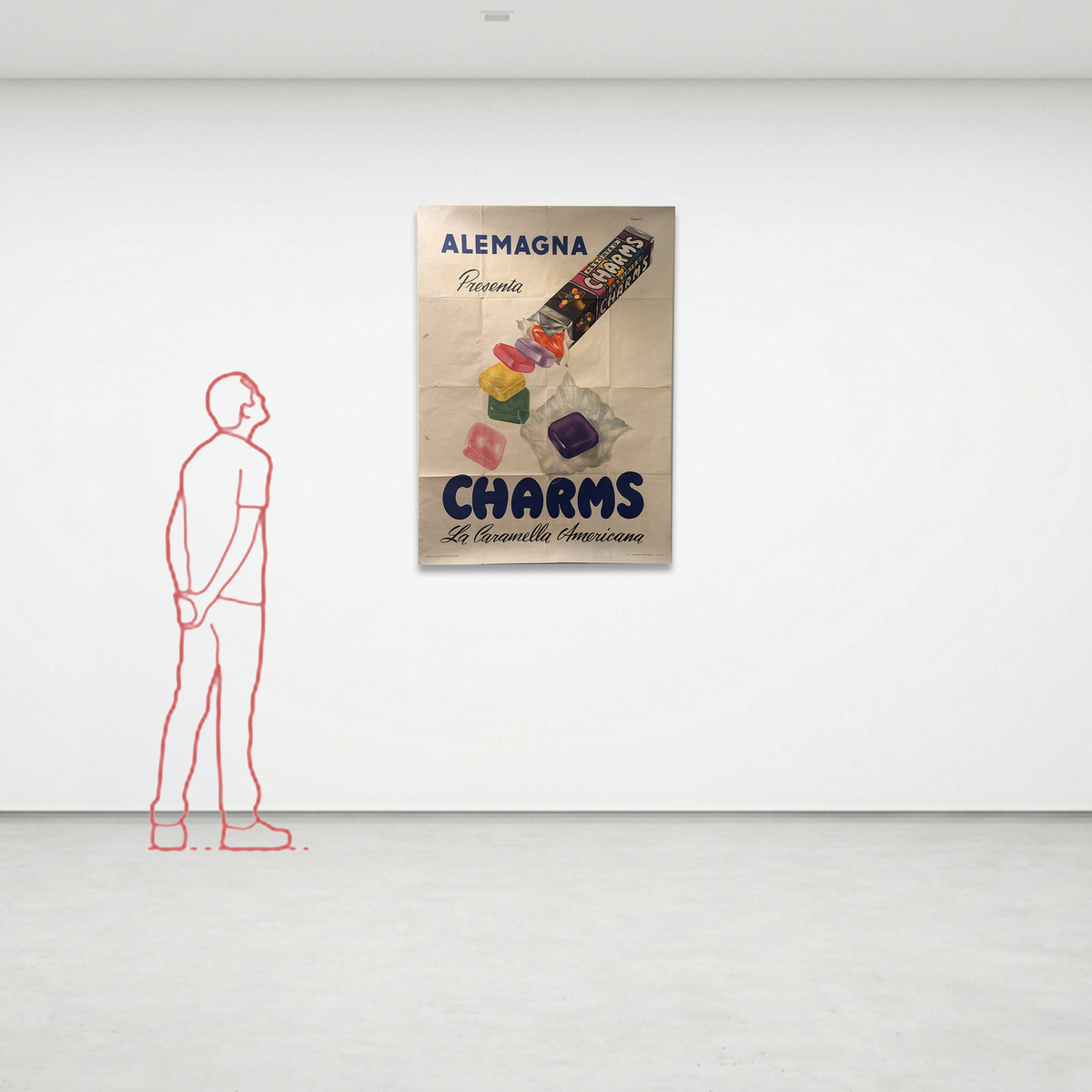 Manifesto pubblicitario originale - Alemagna Charms caramelle