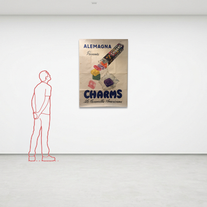 Manifesto pubblicitario originale - Alemagna Charms caramelle