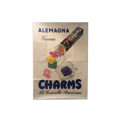 Manifesto pubblicitario originale - Alemagna Charms caramelle