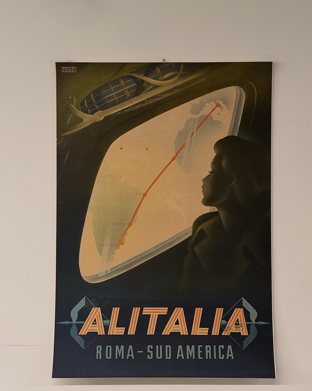 Manifesto pubblicitario originale - Alitalia Roma Sud America