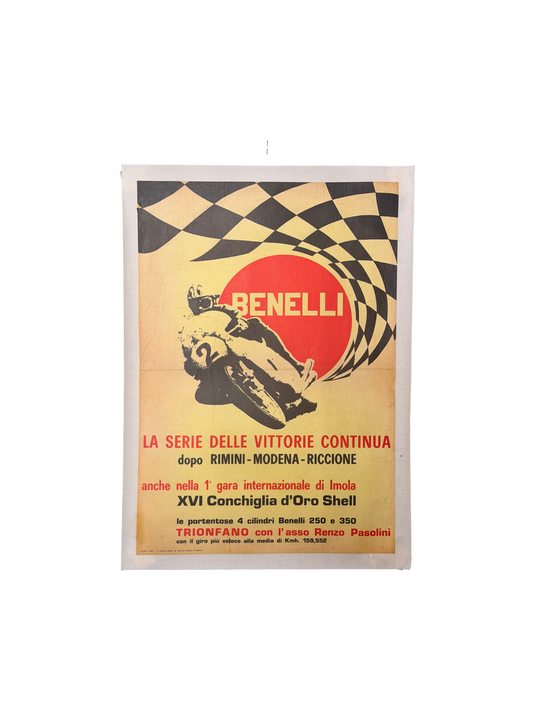 Manifesto pubblicitario originale - Benelli - Rimini, Modena, Riccione