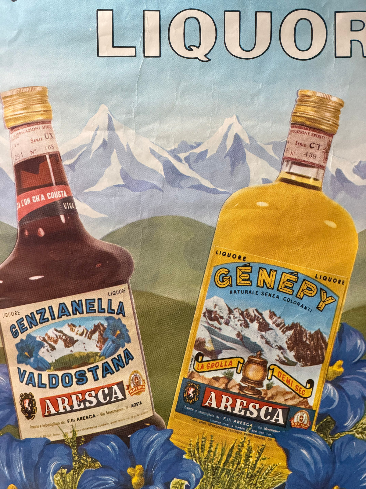 Manifesto pubblicitario originale - Aresca dal fiore al liquore