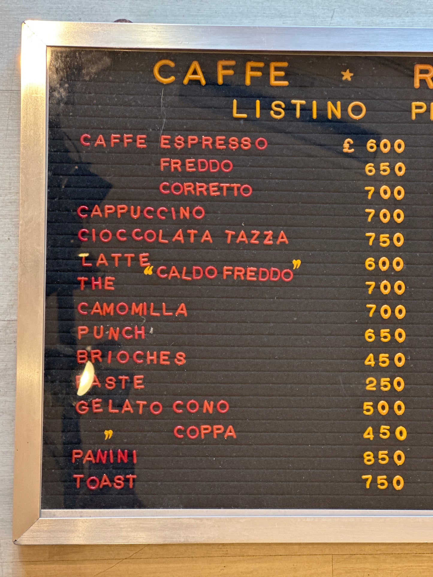 Listino prezzi - Caffe Roma 2