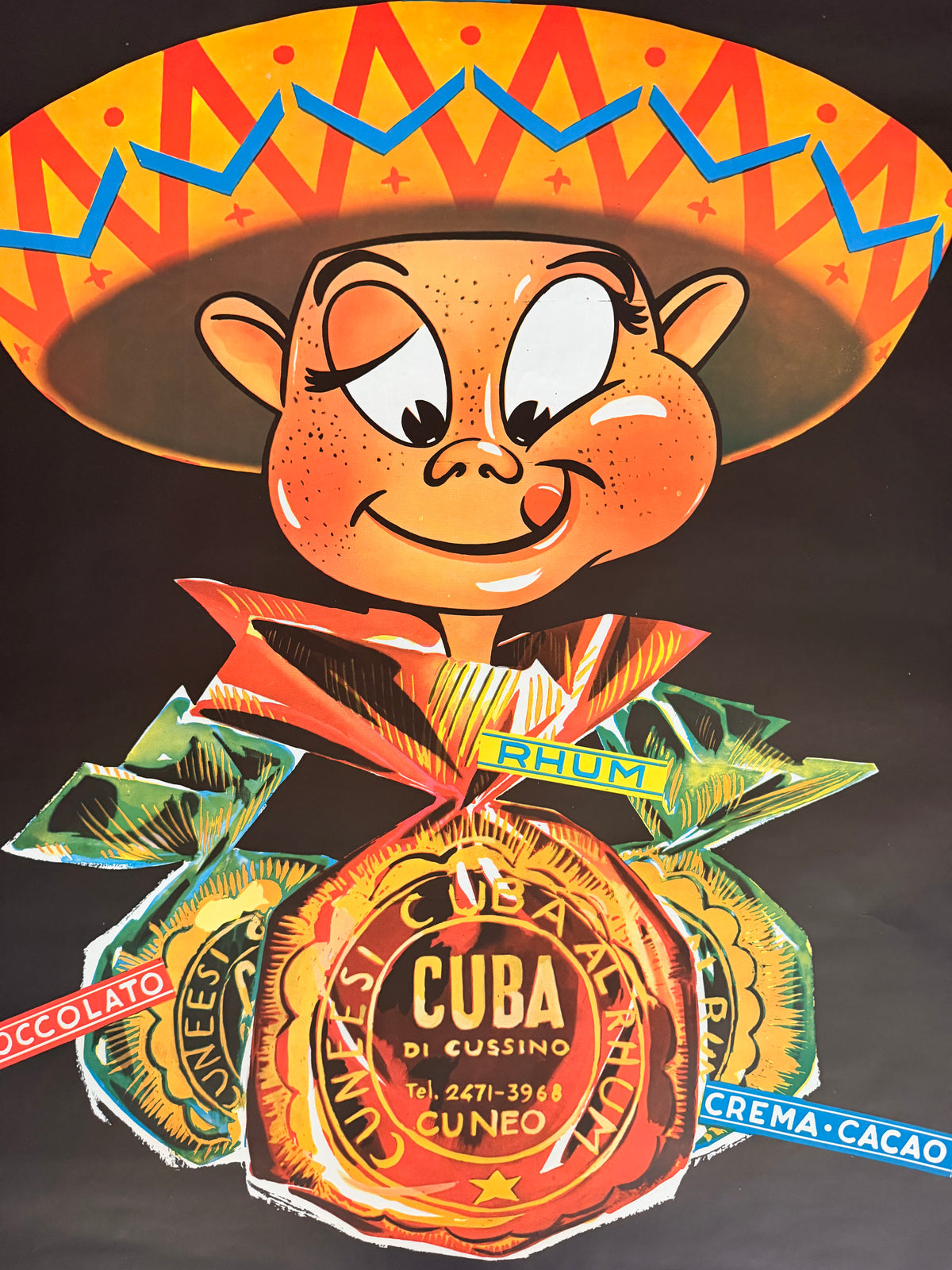 Manifesto pubblicitario originale -  Cuneesi Cuba al Rhum (Cuneo)