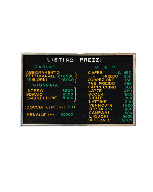 Listino prezzi - Cabine Bar