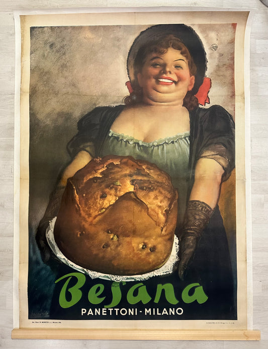 Manifesto pubblicitario originale -  Panettoni Bejana Milano