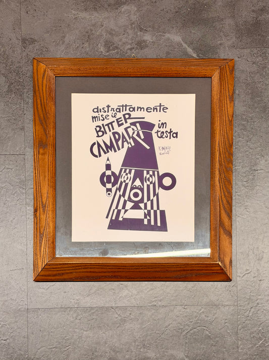 Manifesto originale in cornice - Bitter Campari - Fortunato Depero