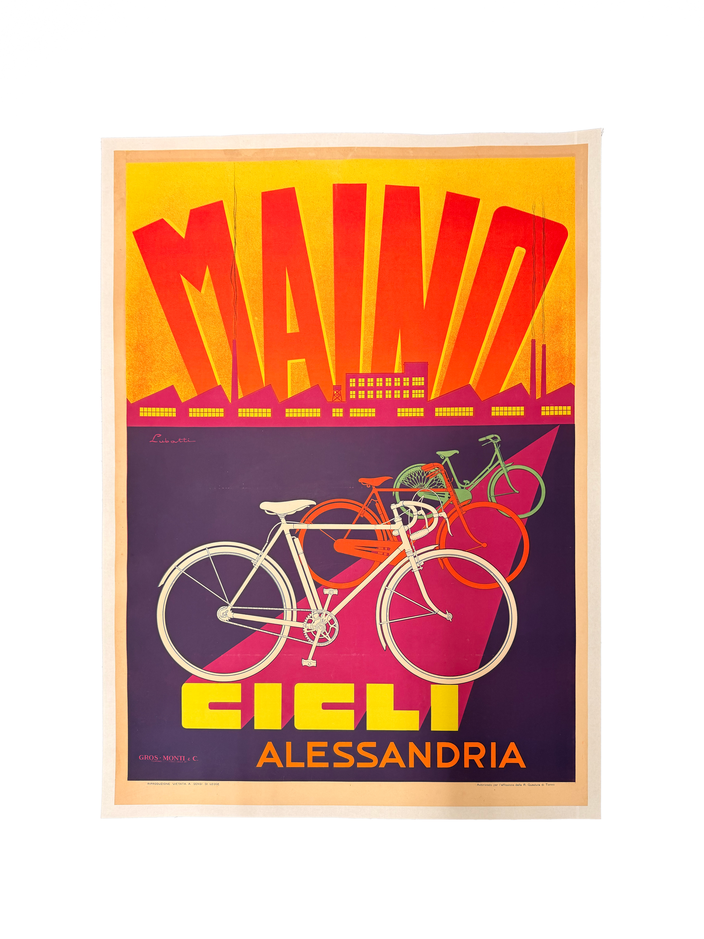 Manifesto pubblicitario originale - Cicli Maino - Alessandria