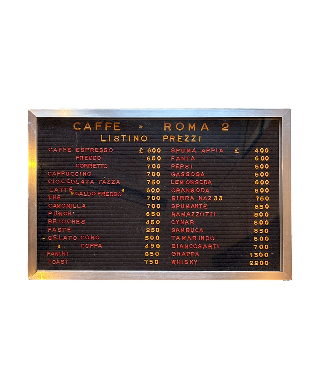 Listino prezzi - Caffe Roma 2
