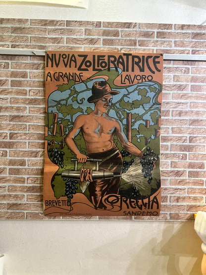 Manifesto pubblicitario originale - Nuova Zolforatrice Reggia Sanremo