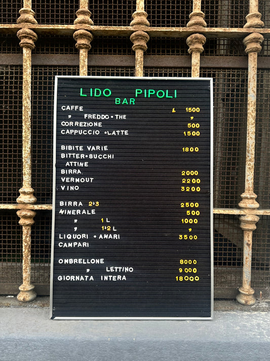 Listino prezzi - Bar Lido Pipoli