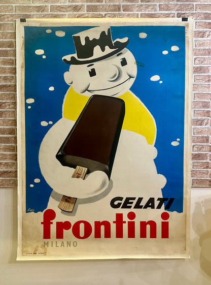 Manifesto pubblicitario originale - Gelati Frontini Milano