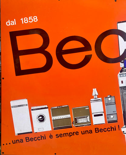 Targa smaltata originale - Becchi elettrodomestici