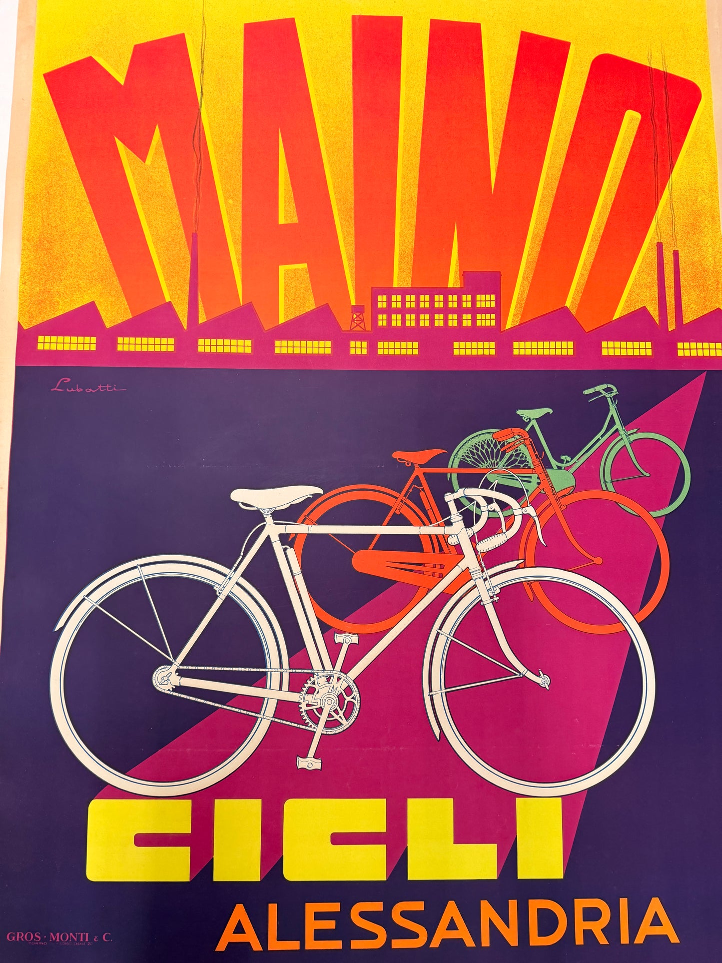 Manifesto pubblicitario originale - Cicli Maino - Alessandria