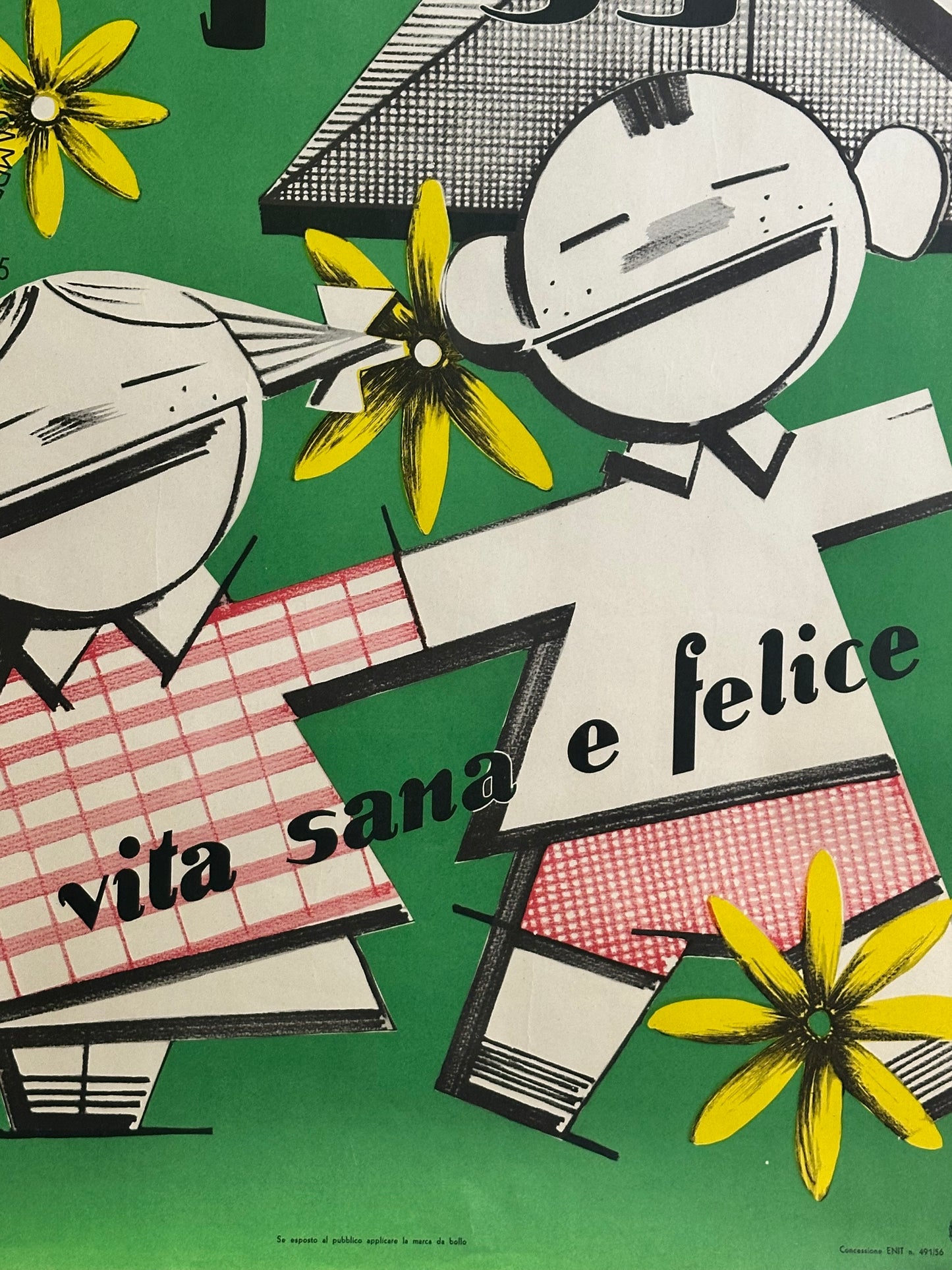 Manifesto pubblicitario originale -   ENIT Al campeggio Firenze