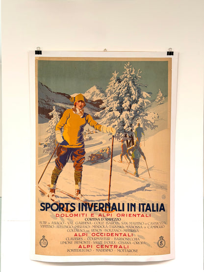 Manifesto pubblicitario originale - Sports Invernali in Italia