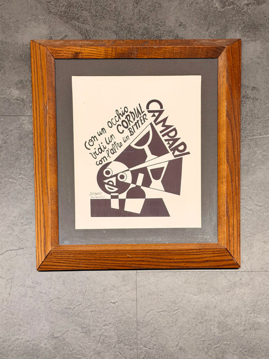 Manifesto originale in cornice - Bitter Campari - Fortunato Depero