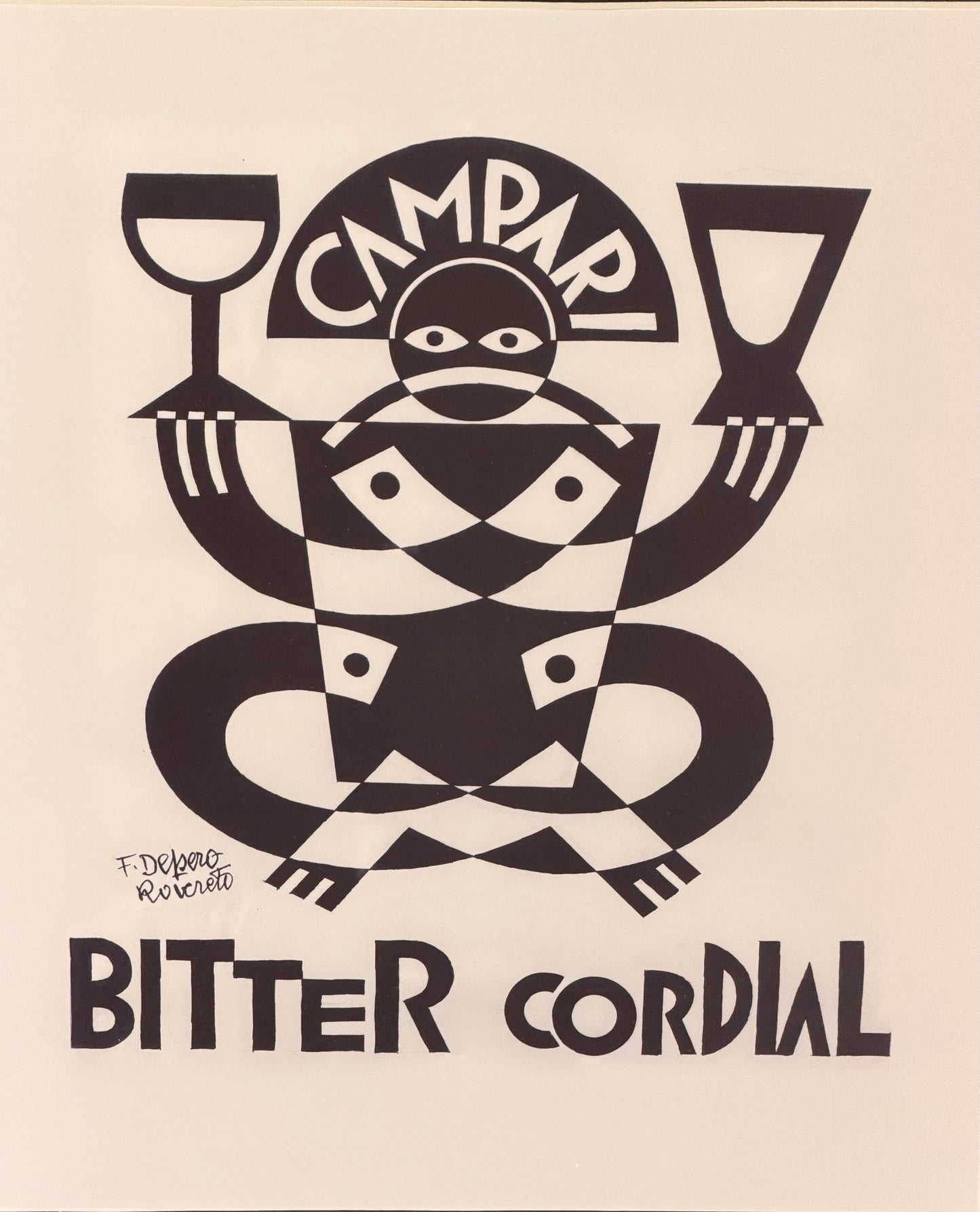 Manifesto originale in cornice - Bitter e Cordial Campari - Fortunato Depero