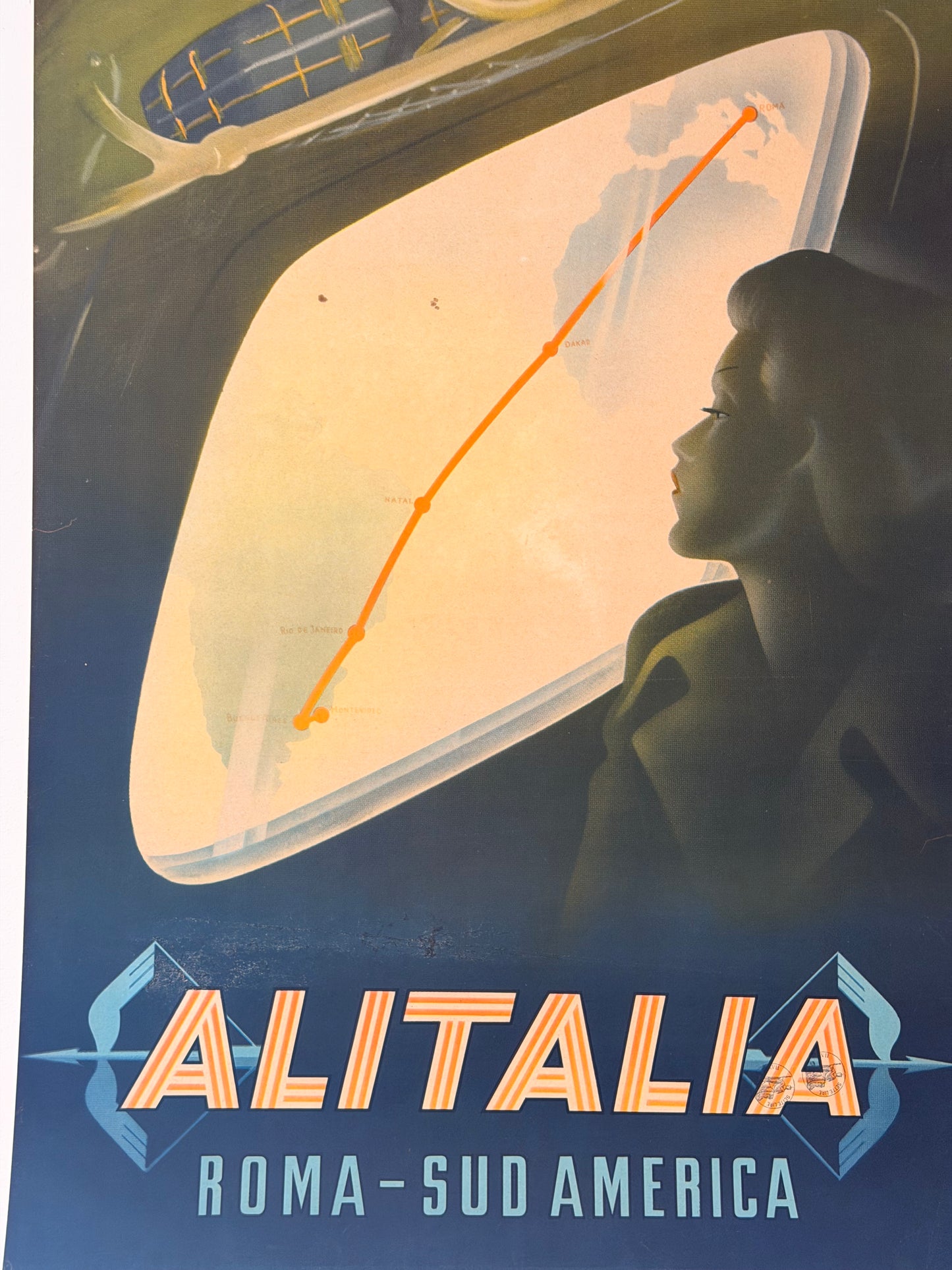 Manifesto pubblicitario originale - Alitalia Roma Sud America