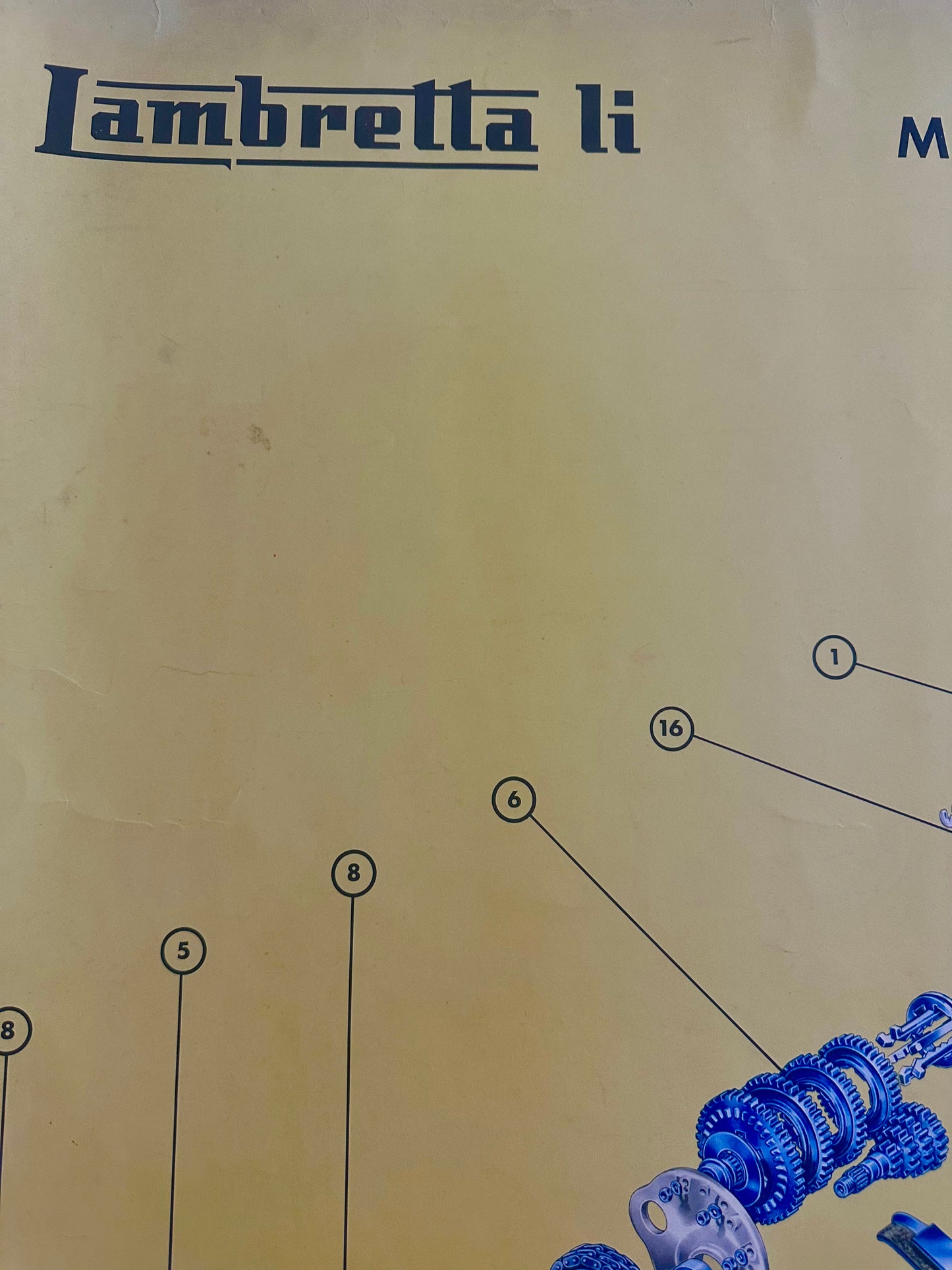 Manifesto originale pubblicitario - Spaccato motore Lambretta