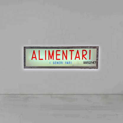 Insegna luminosa alimentari ‘70