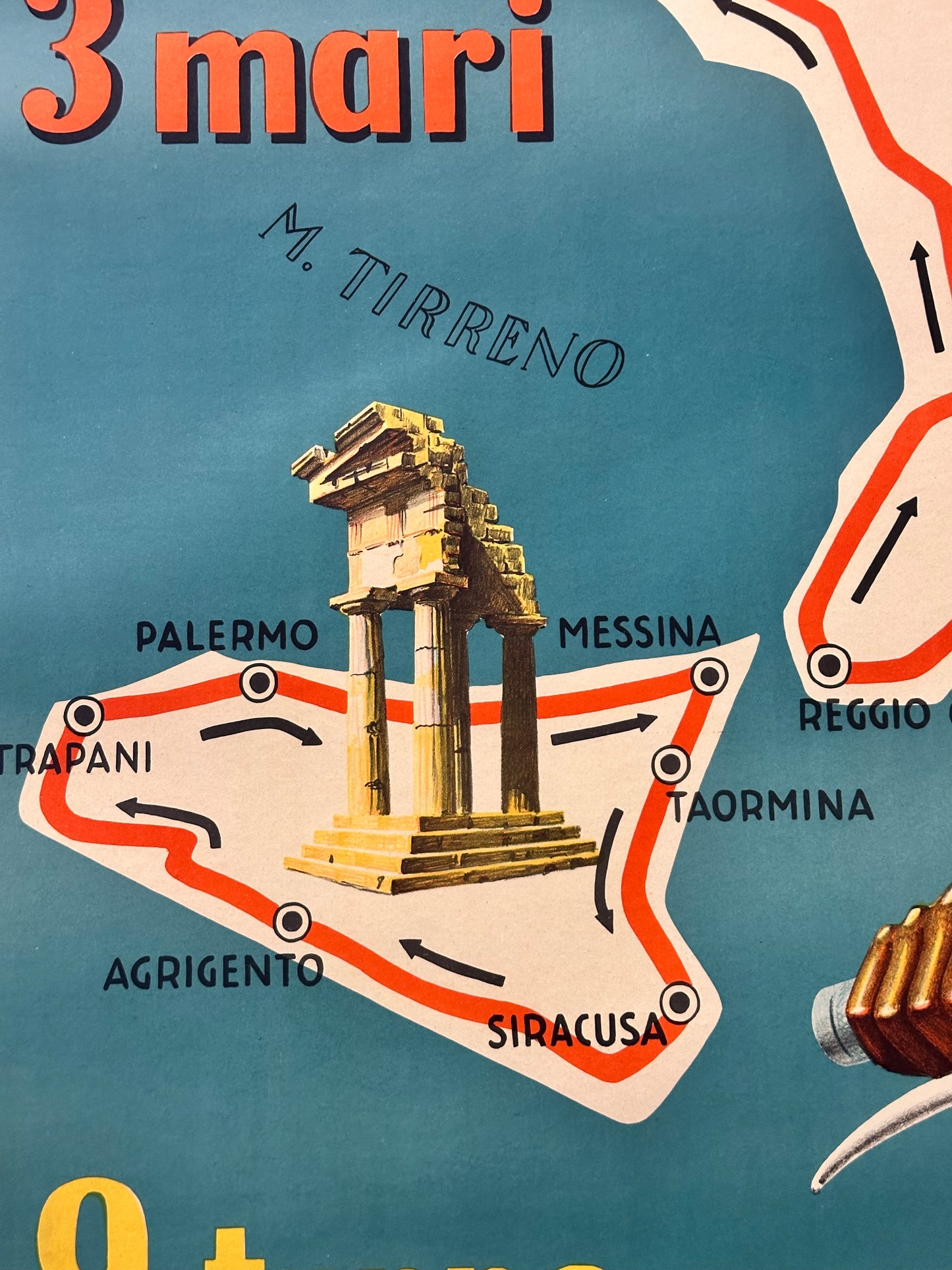 Manifesto pubblicitario originale - Giro Vespistico dei 3 Mari