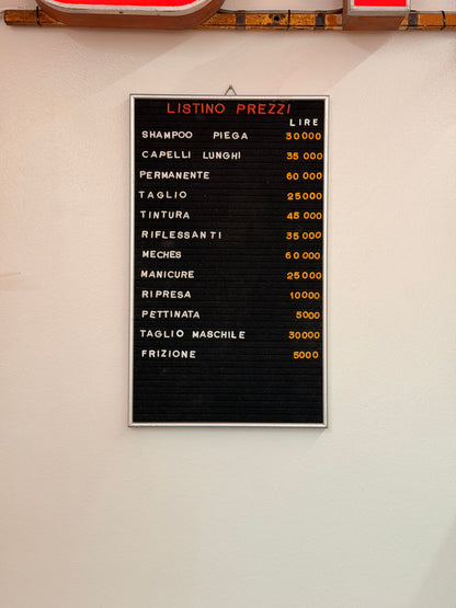 Listino prezzi - Parrucchiere