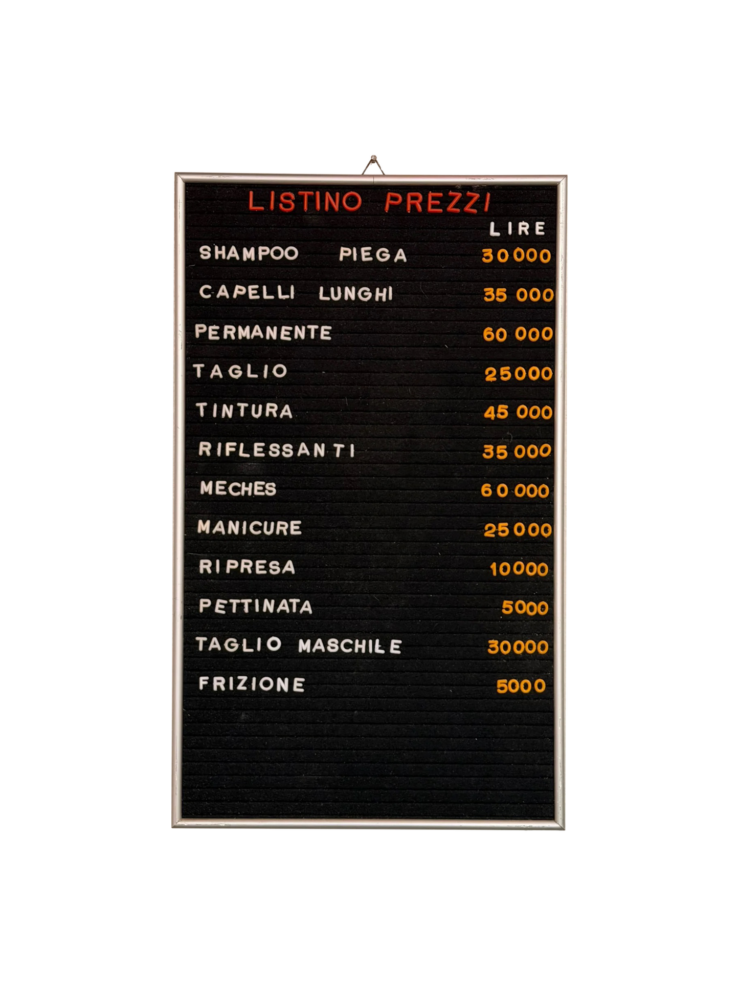 Listino prezzi - Parrucchiere