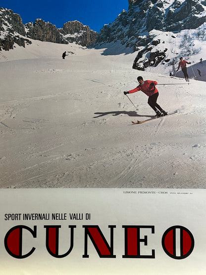 Manifesto pubblicitario originale - Sport invernali nelle valli di Cuneo